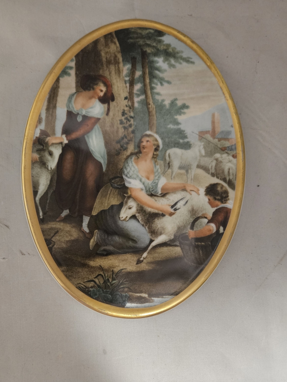 Gerold Porzellan ~ Barvaria ~ West Germany ~ Oval Tile with Gold Edging